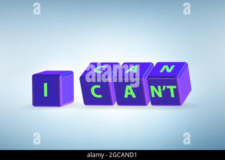 Determination concept with the rotating cubes- 3d rendering Stock Photo