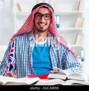 The arab student studying english language Stock Photo