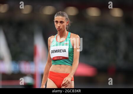 Tokyo, Japan. 7th Aug, 2021. Mirela DEMIREVA (BUL) Athletics : Women's High Jump Final during the Tokyo 2020 Olympic Games at the National Stadium in Tokyo, Japan . Credit: AFLO SPORT/Alamy Live News Stock Photo