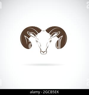 Vector of ram head or mountain sheep design on white background., goat Icon., Wild Animals. Easy editable layered vector illustration. Stock Vector