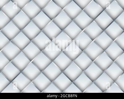 Abstract seamless pattern 3d white square with silver gradient grid lines background and texture. Vector illustration Stock Vector