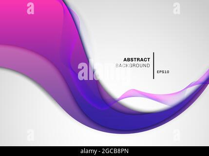 Abstract wave pink and blue gradient shape with wavy line on white background space for your text. Vector illustration Stock Vector