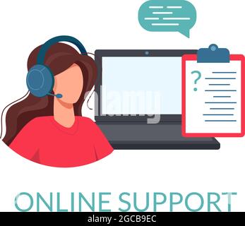 Girl records podcast, conducts a webinar, online courses, the concept of an educational podcast. The blogger is recording audio. Can be used for web banner, infographic. Vector Illustration, isolated Stock Vector