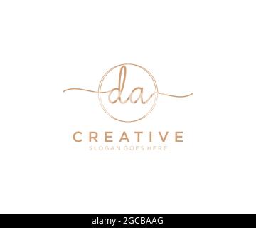 DA Feminine logo beauty monogram and elegant logo design, handwriting logo of initial signature, wedding, fashion, floral and botanical with creative Stock Vector