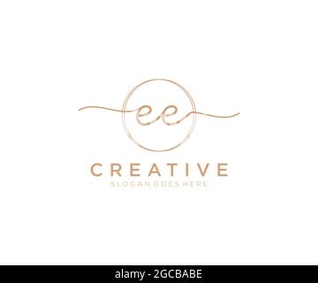 EE Feminine logo beauty monogram and elegant logo design, handwriting logo of initial signature, wedding, fashion, floral and botanical with creative Stock Vector