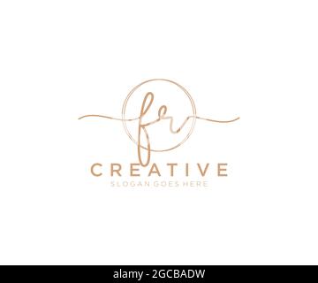 FR Feminine logo beauty monogram and elegant logo design, handwriting logo of initial signature, wedding, fashion, floral and botanical with creative Stock Vector