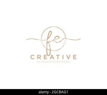 FE Feminine logo beauty monogram and elegant logo design, handwriting logo of initial signature, wedding, fashion, floral and botanical with creative Stock Vector