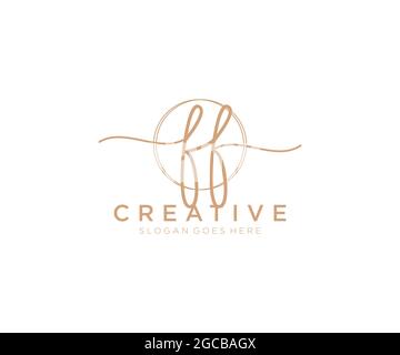 FF Feminine logo beauty monogram and elegant logo design, handwriting logo of initial signature, wedding, fashion, floral and botanical with creative Stock Vector