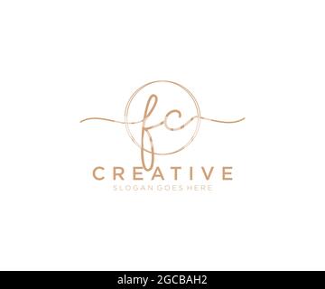 FC Feminine logo beauty monogram and elegant logo design, handwriting logo of initial signature, wedding, fashion, floral and botanical with creative Stock Vector