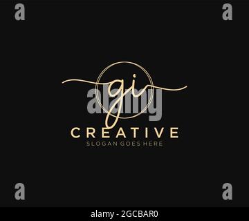 GI Feminine logo beauty monogram and elegant logo design, handwriting logo of initial signature, wedding, fashion, floral and botanical with creative Stock Vector