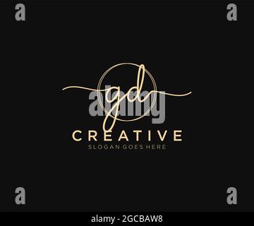 GD Feminine logo beauty monogram and elegant logo design, handwriting logo of initial signature, wedding, fashion, floral and botanical with creative Stock Vector