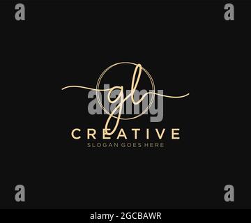 GL Feminine logo beauty monogram and elegant logo design, handwriting logo of initial signature, wedding, fashion, floral and botanical with creative Stock Vector