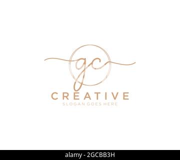 GC Feminine logo beauty monogram and elegant logo design, handwriting logo of initial signature, wedding, fashion, floral and botanical with creative Stock Vector