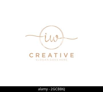 IW Feminine logo beauty monogram and elegant logo design, handwriting logo of initial signature, wedding, fashion, floral and botanical with creative Stock Vector