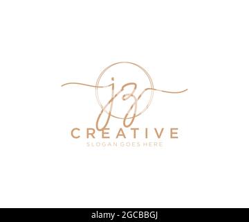 JZ Feminine logo beauty monogram and elegant logo design, handwriting logo of initial signature, wedding, fashion, floral and botanical with creative Stock Vector