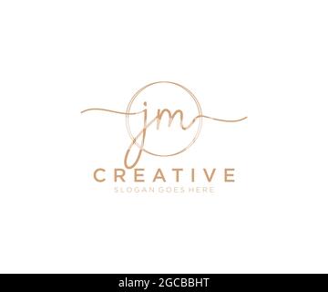 JM Feminine logo beauty monogram and elegant logo design, handwriting logo of initial signature, wedding, fashion, floral and botanical with creative Stock Vector