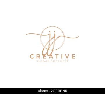 JJ Feminine logo beauty monogram and elegant logo design, handwriting logo of initial signature, wedding, fashion, floral and botanical with creative Stock Vector