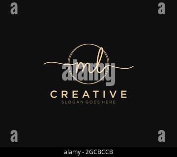 ML Feminine logo beauty monogram and elegant logo design, handwriting logo of initial signature, wedding, fashion, floral and botanical with creative Stock Vector