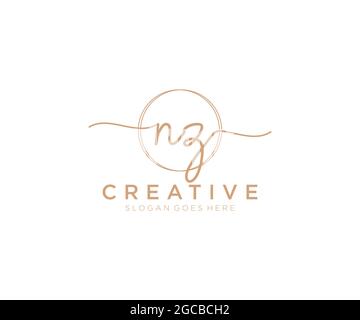 NZ Feminine logo beauty monogram and elegant logo design, handwriting ...