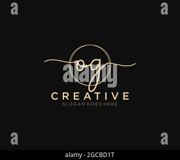 OG Feminine logo beauty monogram and elegant logo design, handwriting logo of initial signature, wedding, fashion, floral and botanical with creative Stock Vector