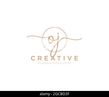 OJ Feminine logo beauty monogram and elegant logo design, handwriting logo of initial signature, wedding, fashion, floral and botanical with creative Stock Vector