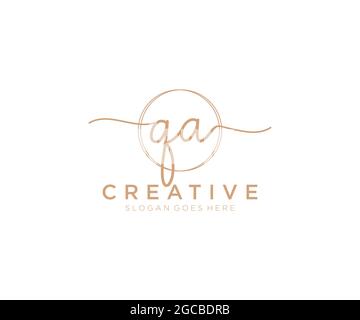 QA Feminine logo beauty monogram and elegant logo design, handwriting logo of initial signature, wedding, fashion, floral and botanical with creative Stock Vector