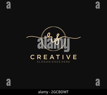 RS Feminine logo beauty monogram and elegant logo design, handwriting logo of initial signature, wedding, fashion, floral and botanical with creative Stock Vector