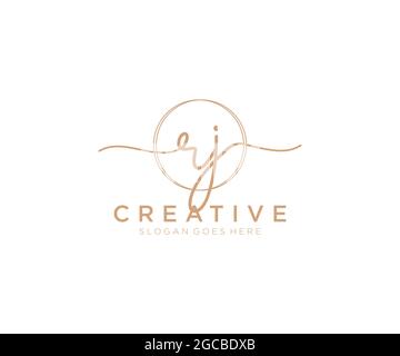 RJ Feminine logo beauty monogram and elegant logo design, handwriting logo of initial signature, wedding, fashion, floral and botanical with creative Stock Vector