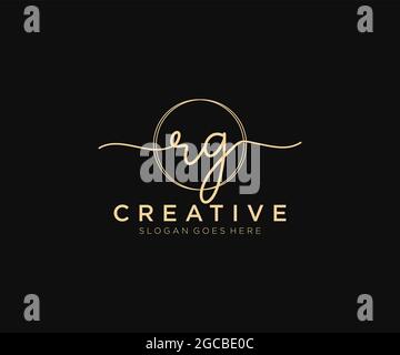 RG Feminine logo beauty monogram and elegant logo design, handwriting logo of initial signature, wedding, fashion, floral and botanical with creative Stock Vector