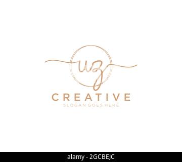 UZ Feminine logo beauty monogram and elegant logo design, handwriting logo of initial signature, wedding, fashion, floral and botanical with creative Stock Vector
