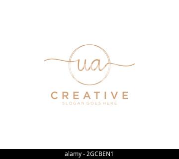 UA Feminine logo beauty monogram and elegant logo design, handwriting logo of initial signature, wedding, fashion, floral and botanical with creative Stock Vector
