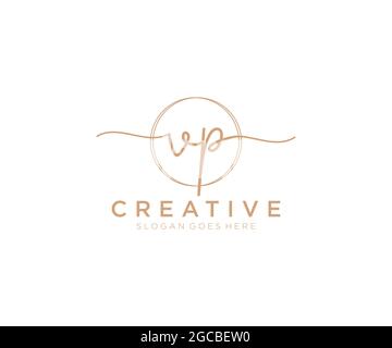 VP Feminine logo beauty monogram and elegant logo design, handwriting logo of initial signature, wedding, fashion, floral and botanical with creative Stock Vector