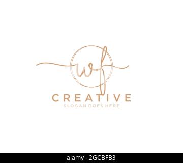 WF Feminine logo beauty monogram and elegant logo design, handwriting logo of initial signature, wedding, fashion, floral and botanical with creative Stock Vector