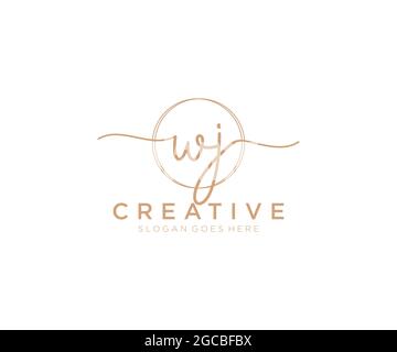 WJ Feminine logo beauty monogram and elegant logo design, handwriting logo of initial signature, wedding, fashion, floral and botanical with creative Stock Vector
