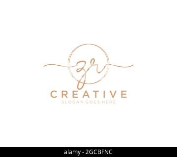 ZR Feminine logo beauty monogram and elegant logo design, handwriting logo of initial signature, wedding, fashion, floral and botanical with creative Stock Vector