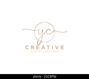 YC Feminine logo beauty monogram and elegant logo design, handwriting logo of initial signature, wedding, fashion, floral and botanical with creative Stock Vector