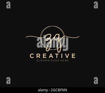 ZQ elegant luxury monogram logo or badge template with scrolls and ...