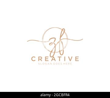 ZF Feminine logo beauty monogram and elegant logo design, handwriting logo of initial signature, wedding, fashion, floral and botanical with creative Stock Vector