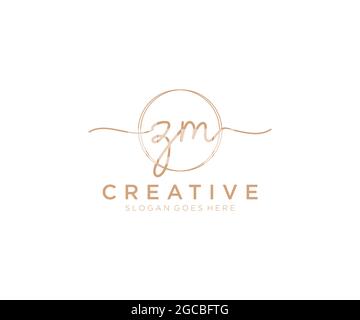 ZM Feminine logo beauty monogram and elegant logo design, handwriting logo of initial signature, wedding, fashion, floral and botanical with creative Stock Vector