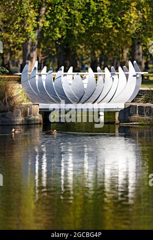 Ballarat Australia /  Water Lily Bridge at Lake Wendouree, Ballarat Victoria Australia. Stock Photo