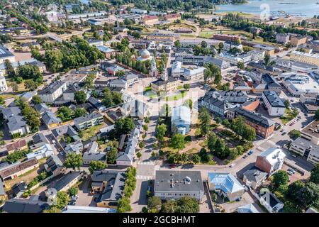 Old Town of Hamina, Finland seen from above in summer. Aerial Drone shot. Stock Photo