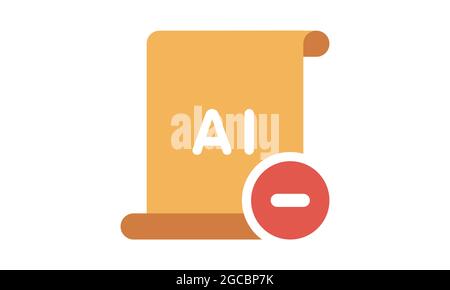 Removed ai file icon flat style vector illustration. Stock Vector