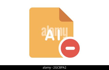 Removed ai file icon flat style vector illustration. Stock Vector