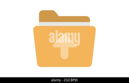 Folder icon with upload arrow in trendy flat vector illustration. Stock Vector