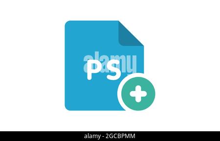 Add ps file icon flat style vector illustration. Stock Vector