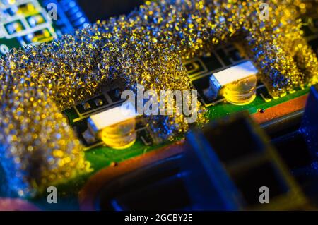 LEDs on an electronic circuit board close up Stock Photo