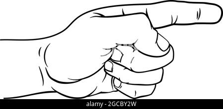 Hand Pointing Direction Finger Engraving Woodcut Stock Vector