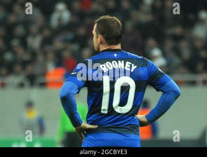 BUCHAREST, ROMANIA - OCTOBER 18, 2011: Wayne Rooney pictured during the UEFA Champions League Group C game between Otelul Galati and Manchester United at National Arena. Stock Photo