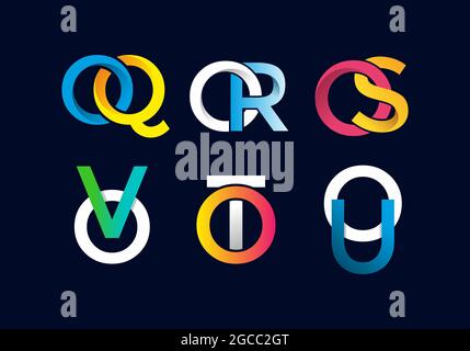 Colorful OQ OR OS OV OT OU Initial letter collection design Stock Vector