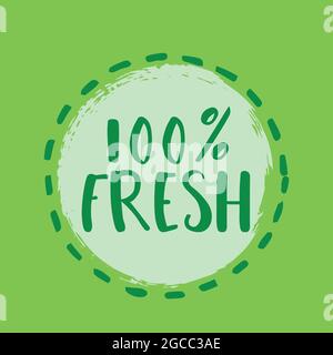 100 percent fresh green stamp sign. Stock Stock Vector